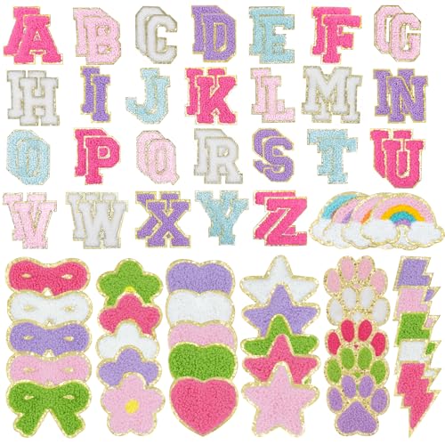 Chenille-Buchstaben-Flicken zum Aufbügeln, selbstklebend, zum Aufbügeln für Kleidung, inklusive 52 A-Z, Varsity-Alphabet, 34 niedliche Chenille-Patches für selbstgemachte Kleidung, Taschen, Hüte Chenille-Buchstaben-Flicken zum Aufbügeln, selbstklebend, zum Aufbügeln für Kleidung, inklusive 52 A-Z, Varsity-Alphabet, 34 niedliche Chenille-Patches für selbstgemachte Kleidung, Taschen, Hüte von CIPIDI