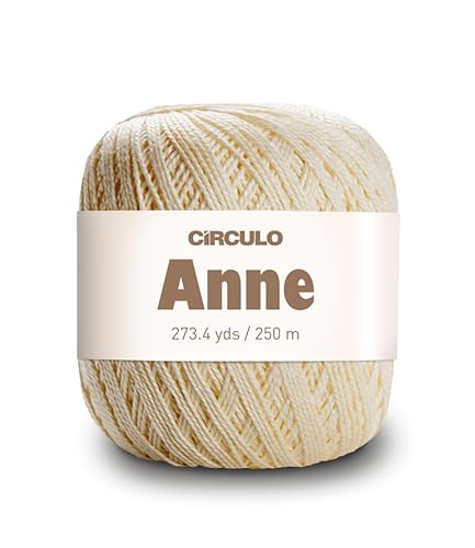CIRCULO Anne Garn zum Häkeln & Stricken, 100% mercerisierte brasilianische Baumwolle aus Jungfasern, weiches Fingering-Garn, 250 m, 73 Gramm (1074 – Creme) von CÍRCULO