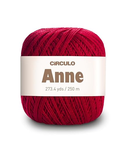 CIRCULO Anne Garn zum Häkeln & Stricken, 100% mercerisierte brasilianische Baumwolle aus Jungfasern, weiches Fingering-Garn, 250 m, 73 Gramm (3528 – Karminrot) von CÍRCULO