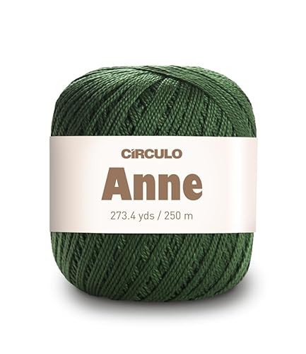 CIRCULO Anne Garn zum Häkeln & Stricken, 100% mercerisierte brasilianische Baumwolle aus Jungfasern, weiches Fingering-Garn, 250 m, 73 Gramm (5398 – Moos) von CÍRCULO