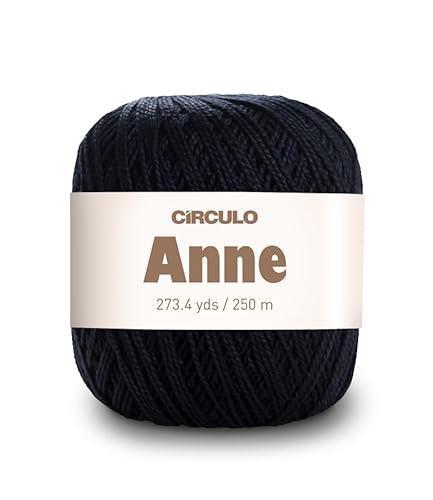 CIRCULO Anne Garn zum Häkeln & Stricken, 100% mercerisierte brasilianische Baumwolle aus Jungfasern, weiches Fingering-Garn, 250 m, 73 Gramm (8990 – Schwarz) von CÍRCULO
