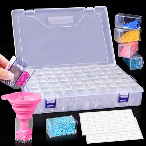 Diamond Painting Aufbewahrungsbox,60 Gitter diamond painting zubehör boxen,abnehmbare Kunststoff-Aufbewahrungsbox für Diamant-Stickerei,DIY-Handwerk,5D diamond painting zubehör Werkzeug Sortimentsbox von CIRULLI