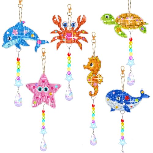 6 Stück Diamond Painting Windspiel Kinder Basteln, 5D Ozean Diamond Doppelseitige Painting Anhänger Basteln Geschenke für Mädchen Kinder von 6 7 8 10 Jahren, Fensterdeko Gartendeko Bastelhandwerk 6 Stück Diamond Painting Windspiel Kinder Basteln, 5D Ozean Diamond Doppelseitige Painting Anhänger Basteln Geschenke für Mädchen Kinder von 6 7 8 10 Jahren, Fensterdeko Gartendeko Bastelhandwerk von CIRenchen
