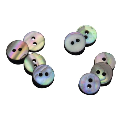 CISULI Natürliche Muschelknöpfe Schwarz Glatt 2 Löcher 100 Stück/Packung Nähknopf 9mm/10mm/11mm/12mm/15mm/18mm/20mm/23mm/25mm (Schwarz Natürliches Muschel 2 Löcher - 12.5mm) von CISULI
