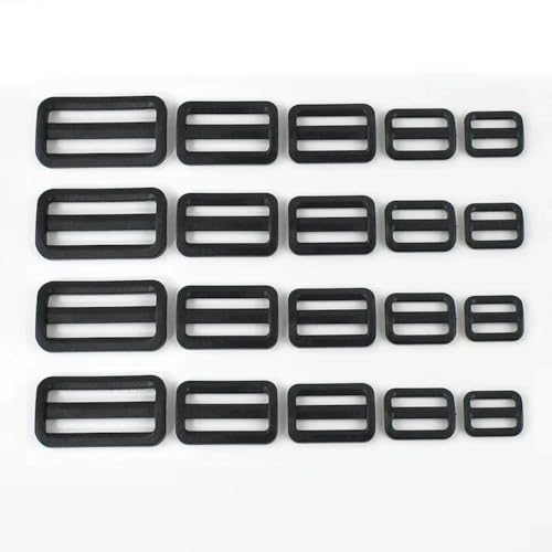 CIVIOOH 10-50Pcs Plastic Slider Adjust Buckles Bag Strap Adjuster Ring Hook Dog Collar Webbing Clasp DIY Accessories 20-50m von CIVIOOH