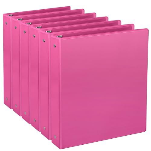 CIXILDTS Ringbuch mit 3 Ringen, Standard-Ringbuch, passend für Briefpapier, Präsentation, 2,5 cm Ordner, 6 Stück, Rosa von CIXILDTS