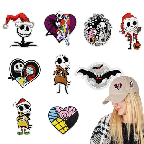 Halloween-Aufnäher zum Aufbügeln, Horror, Cartoon, Herz, Fledermaus, bestickt, klein, zum Aufnähen, gruselige Halloween-Flicken, Reparaturapplikation für Kleidung, Rucksack, Jacke, Jeans, Hut, Kleid von CIYAOO