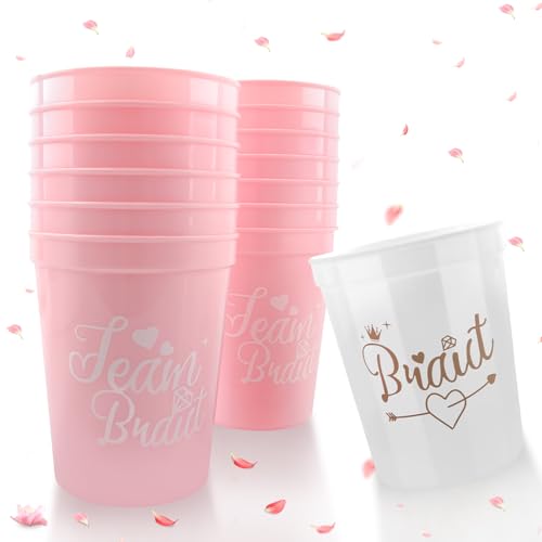 CIYIN JGA Becher 14 Stück, Braut und Team Braut Tassen, Bachelorette Party Cups 473ml, Frauen Jungesellinenabschied Bride to be Deko, Team Bride Becher Wiederverwendbar von CIYIN