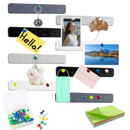 Pack of 8 Korkplatte Selbstklebend, CIYIN Filz Pinnwand, Filzplatten, enthält 40 Reißzwecken und 100 Haftnotizen, Filztafel zum Aufhängen von Fotos, Pinnwand, Heimdekoration (Schwarz) von CIYIN
