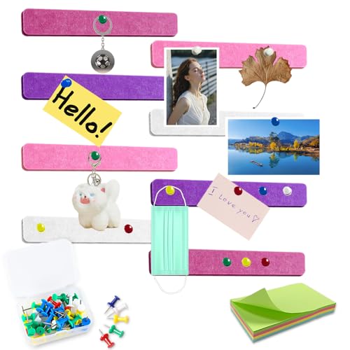 Pack of 8 Korkplatte Selbstklebend, CIYIN Filz Pinnwand, Filzplatten, enthält 40 Reißzwecken und 100 Haftnotizen, Filztafel zum Aufhängen von Fotos, Pinnwand, Heimdekoration (farbe) von CIYIN