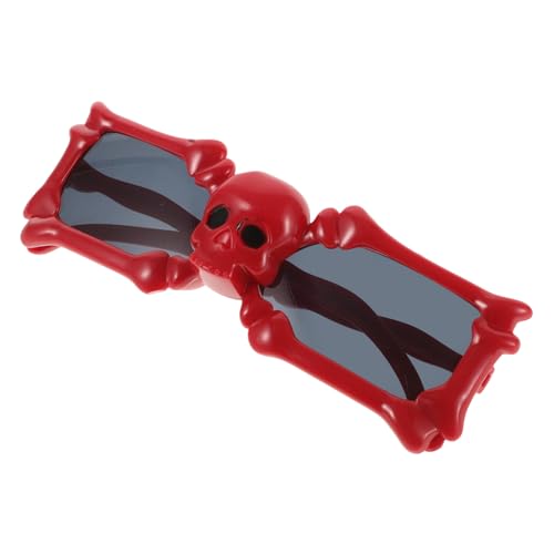 CIYODO 1 Paar Skelettbrille Neuartige Partybrille Dekorative Partygläser Gotisch Lustige Brille Sonnenbrille Beängstigend Brillen Geist Halloween Rahmen Erwachsene Fotokabine Rot Plastik von CIYODO