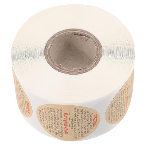 CIYODO 1 Rolle Candle Warning Labels Selbstklebende Sicherheitsetiketten für Kerzenherstellung Runde Aufkleber mit Klarer Beschriftung für DIY Kerzen von CIYODO