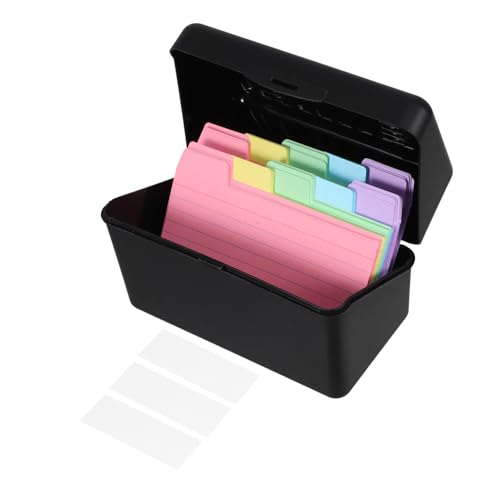 CIYODO 1 Satz Indexkartenbox mit Deckel Organizer für Notizen Lernkarten und Rezepte für Zuhause Büro und Schule Schwarz Leicht Stabil und Unzerbrechlich von CIYODO