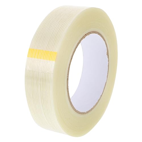 CIYODO 1 Stück Faserband Streifen mit Kleber Filamentband verstärktes Umreifungsband starker Klebstoff Packband klar Fasergeflechtband Gitterband starkes Klebeband Netzband Glasfaser Weiß von CIYODO