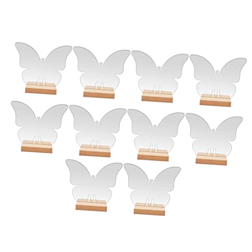 CIYODO 10 Sätze Butterfly Sitzkarten Transparente Hochzeit Reserved Seating Signs Tischdekoration für Bankett Party und Restaurant Holzsockel Stilvolles Event Zubehör von CIYODO