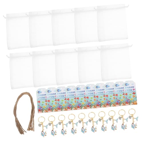 CIYODO 10 Sätze Meerestier Schlüsselanhänger mit Tropischen Fisch Muschelmotiven Meeres-themen Partydekoration Geburtstags- Praktische und Leichte Taschenanhänger von CIYODO