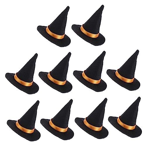 CIYODO 10 Stück Hexenhut Dekoration Hexenhüte Halloween Dekorationen Frau Faux Mini Zaubererhut Winzige Hüte Hexen Halloween Hexenhut Mädchen Flaschenaufsatz Party von CIYODO
