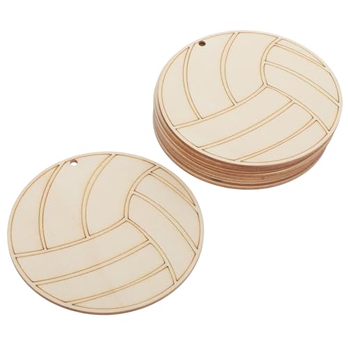 CIYODO 10 Stück Lackierte Holzspäne Drinnen Für Handwerk Outdoor-volleyball Volleyball-verzierungen Holzausschnitt Diy-graffiti-chip Handgefertigte Gemäldeausschnitte Unfertiger Holzchip von CIYODO