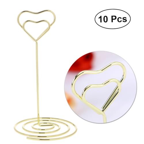 CIYODO 10 Stück Liebe Herz klebrige Notizen Clip Bildhalter Fotohalter in Herzform Fotoclip Kartenhalter für Tischnummern Inhaber der Tabellennummer Memo -Clip Golden von CIYODO