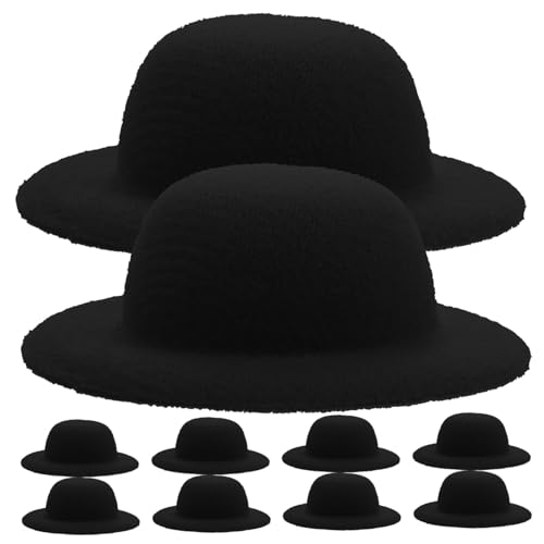 CIYODO 10 Stück Mini-Strohhut Mini-Hüte Gewebte Mini-Hut Party Puppenhüte für Bastelhut weben Puppenimitation Miniatur -Strickhut Miniaturhüte Mini-Strickmützen DIY Strohhüte Eva Black von CIYODO