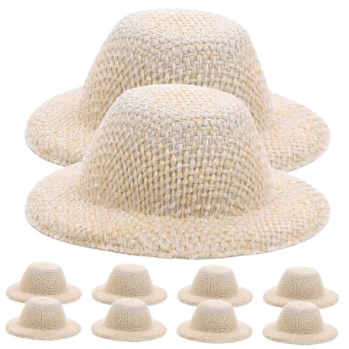 CIYODO 10 Stück Mini-Strohhut Mini-Puppen Babypuppe Miniatur Kleine Hutstütze Puppenhüte Kinderhüte Kindermützen Mädchen Gestrickt Mini-strohstrickmützen Minihüte Zum Basteln Bunt Eva von CIYODO