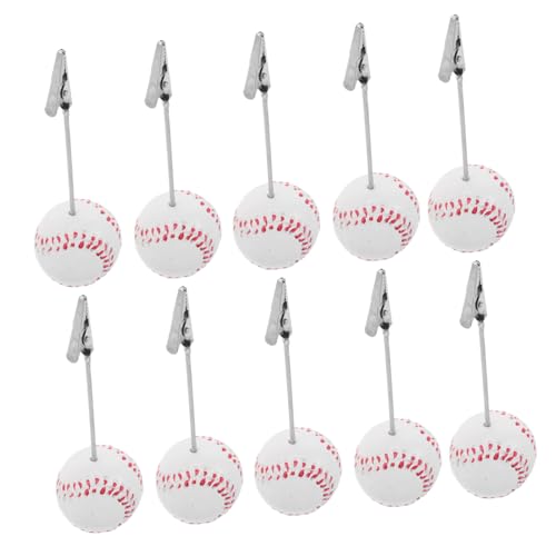 CIYODO 10 Stück Teiliges Baseball Memo Clip aus Resin Kompakte Tischkartenhalter für Sportveranstaltungen Wetterfeste Namenskarten Memo-clips mit Alligator-klemme für Partydekorationen von CIYODO