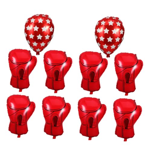 CIYODO 10 Stück Teiliges Boxhandschuh Folienballons Auffällige Sportparty-deko Einfache Befüllung Rote Aluminiumfolie für Geburtstags Wrestling-events Schnelle Aufhängung Großes Raumdekor von CIYODO