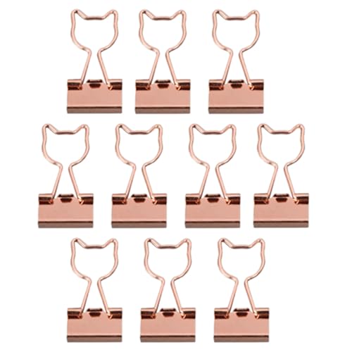 CIYODO 10 Stück Teiliges Büroklammern Rosegold Katzenmotiv Metall Binder Clips Papierklemmen für Dokumente Notizen Rechnungen Glatte Oberfläche Abnehmbar Vielseitig für Büro und Schule von CIYODO