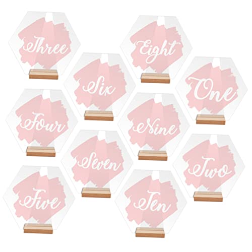 CIYODO 10 Stück Tisch Nummernschild Party Tischnummernhalter Gold Tischnummern für die Hochzeit goldene Tischnummern Hochzeitstischnummer aus Holz Hochzeitsnummern für Tische Acryl Rosa von CIYODO