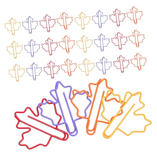 CIYODO 100 Stück Bunte Maple Leaf Büroklammern aus Robustem Material Niedliche Farbige Papierclips als Lesezeichen und Deko Vielseitig für Büro Schule Basteln und Herbst Events Geeignet von CIYODO