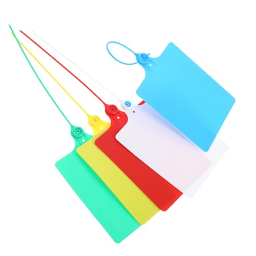 CIYODO 100 Stück Kunststoff Etiketten mit Kabelbindern Luggage Shipping Tags Farben Rot Gelb Blau Grün Weiß für Beschriftung und Organisation von Versand und Lagermaterialien PP von CIYODO