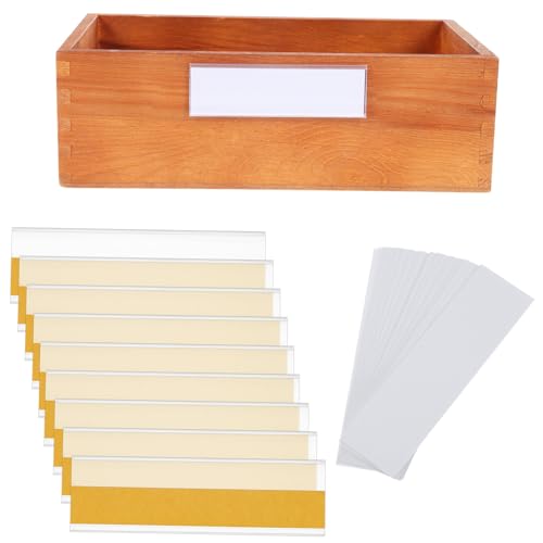 CIYODO 100 Teiliges Selbstklebende Transparente Etikettenhalter aus Reißfestem PVC mit Weißen Papiereinlegern Stabile Aufbewahrungsschilder für Drahtregale Einfache Anbringung für von CIYODO