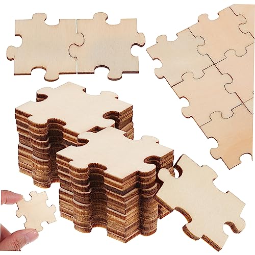 CIYODO 100Stücke Unvollendete Holzpuzzleteile zum DIY Puzzles für Kunstprojekte Bastelarbeiten und Kreative Aktivitäten im Klassenzimmer für Designs von CIYODO