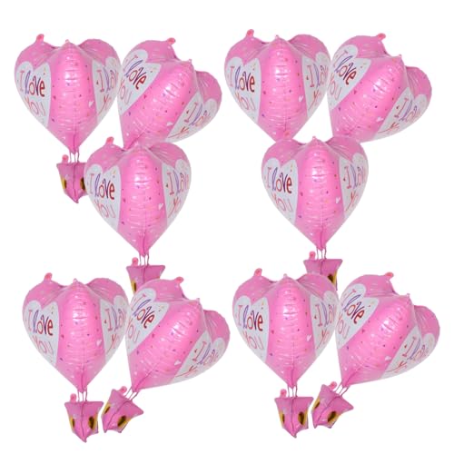 CIYODO 10Stücke Herz Luftballons für Kindergeburtstag und Valentinstag Rosa Heißluftballon Form Langlebige Aluminiumfolie Dekoration für Shower und Jubiläumsfeiern von CIYODO