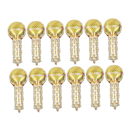 CIYODO 12 Stück Kleiner Mikrofonballon Party Disko Karaoke Goldballons Geburtstag Luftballons Dekoration Riese Für Rosa Mikrofon Ballons Groß Mikrofone Ballon Aluminiumfolie Golden von CIYODO