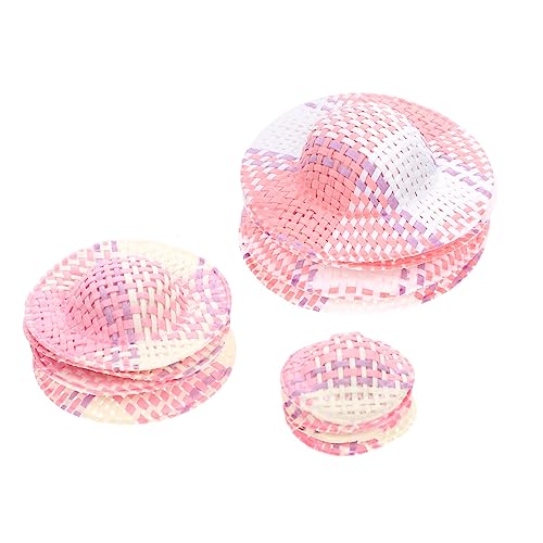 CIYODO 12 Stück Mini Hüte Miniatur Puppenhut Gestreifte Hüte Sonnenhut Puppenkleidungszubehör von CIYODO
