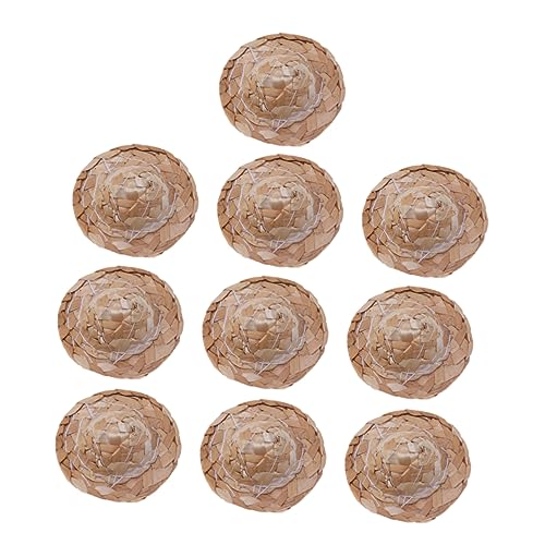 CIYODO 12 Stück Puppenmütze Kappe Stroh klein winzig Basteln Kunsthandwerk bastelset bastelmaterial für Lebendige Puppen doll Accessories Puppenhüte Bambus von CIYODO