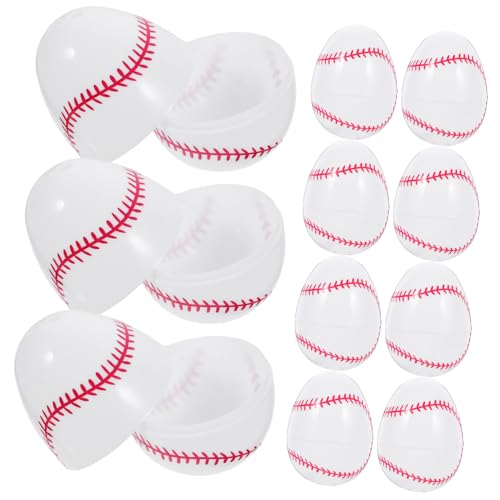 CIYODO 12 Stück Teiliges Baseball Ostereier aus Kunststoff Befüllbare Leichte Geschenkboxen für Osterparty Deko Bunte Offene Eier im Sportlichen Design Sichere und Stabile Osterdeko von CIYODO