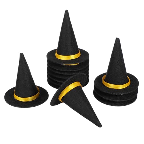 CIYODO 12 Stück Teiliges Halloween Mini Hexenhüte aus Robustem Material Dekorative Weinflaschenhüte Sichere Partydeko für Halloweenfest für Flaschenverzierung und Festliche Atmosphäre von CIYODO