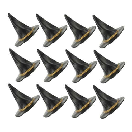 CIYODO 12 Stück Teiliges Mini Hexenhut Schwarze Mini Hexenhüte zur Halloween Dekoration DIY Bastelzubehör für Party Foto Requisiten für Flaschen und Puppenhaus von CIYODO