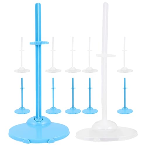 CIYODO 12 Stück Teiliges Puppenständer Robustem Kunststoff Stabile Halterungen mit Transparenten und Blauen Stützen Verstellbar für Sichere Doll Support als Puppenzubehör und von CIYODO