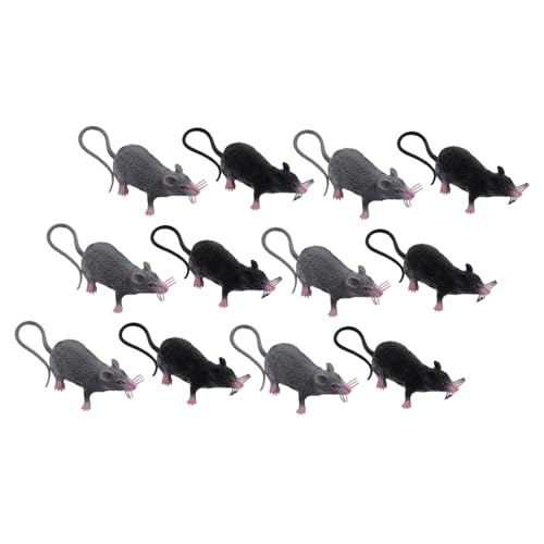 CIYODO 12 Stück Teiliges Realistische Kunststoff Mäuse Gruselige Halloween Deko und Streiche Detailgetreue Fake Ratten als Tischdekoration und Party Halloween und Scherzartikel von CIYODO