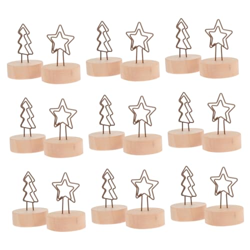 CIYODO 12 Stück Teiliges Weihnachts-notizhalter mit Holzsockel und Metallstern Stern Weihnachtsbaum-form Wiederverwendbare Memo-clips für Tischkarten Dekoration und Fotohalter zu von CIYODO
