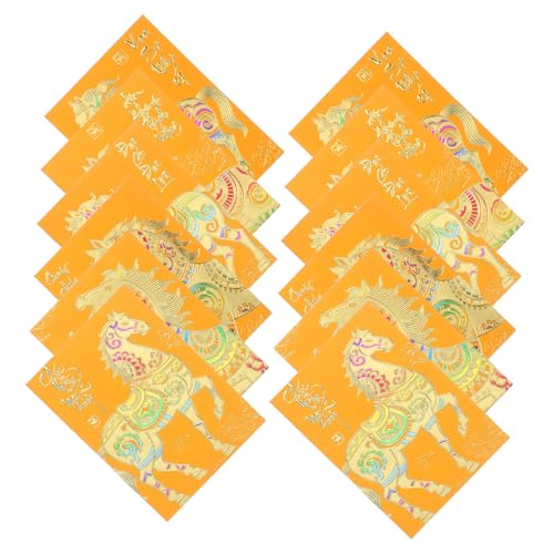 CIYODO 120 Stück Vietnamesische Lunar Year Umschläge Gelbe Lucky Money Umschläge mit Pferdemotiv Traditionelle Frühlingsfest Dekorationen für Neujahrsfeier und Segenswünsche von CIYODO