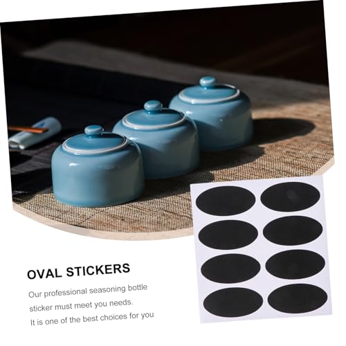 CIYODO 148 Teiliges Selbstklebend Ovale Schwarze Matte Aufkleber aus Wasserfestem Verschiedene für Küchenflaschen Einfach zu Beschriften und Langlebig zur Gewürzorganisation von CIYODO