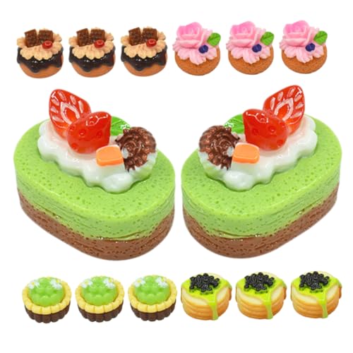 CIYODO 15 Stück Simulierter Obstkuchen Puppe Dekoration künstlicher Nachtisch Kuchen -Faux -Dessert lebensechte Kuchen Realistischer Kuchen gefälschtes Cupcake-Modell Kuchendummy Harz von CIYODO