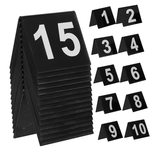 CIYODO 15 Stück Teiliges Tischnummern Schwarzem Hintergrund und Weißen Zahlen Doppelseitig Robust und Langlebig als Restaurant Tischnummern Detektiv Party Marker Sichtbar von CIYODO