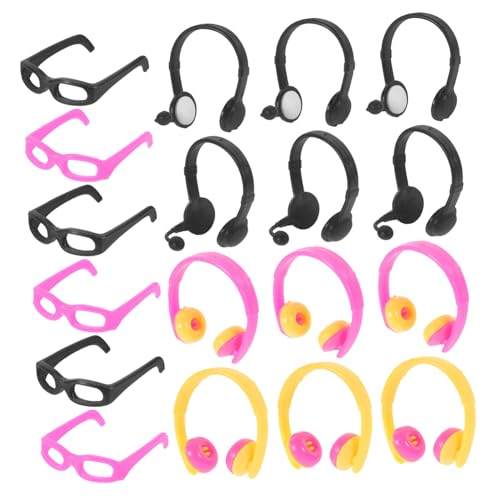 CIYODO 18 Stück Puppen-DIY-Dekore Mini Kleid Zubehör Sonnenbrillen für Puppen winzige Brille auffällige Gläserdekore dekorative Brillenrequisiten Puppenkopfhörer Plastik CIYODO 18 Stück Puppen-DIY-Dekore Mini Kleid Zubehör Sonnenbrillen für Puppen winzige Brille auffällige Gläserdekore dekorative Brillenrequisiten Puppenkopfhörer Plastik von CIYODO