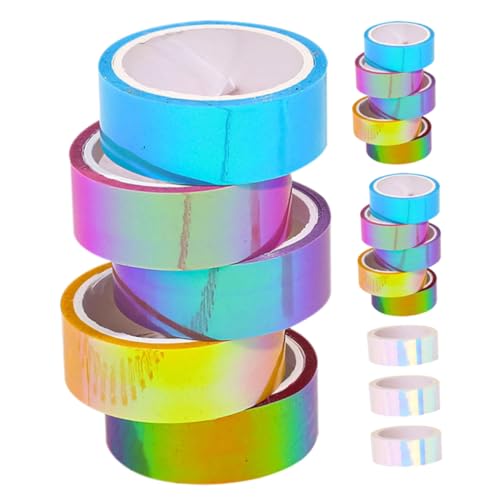 CIYODO 18 Stück Teiliges Regenbogen Washi Tape Metallic Dekoratives Klebeband für Diy Scrapbooking Journaling und Bastelprojekte Vielseitig Einsetzbar für Dekoration von CIYODO