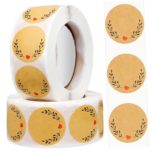 CIYODO 2 Rollen Runde Kraftpapier aufkleber Selbstklebend für Handmade Sticker Geschenkverpackung Backen Marmeladengläser Etiketten mit Herzmotiv für Basteln und Verpackung CIYODO 2 Rollen Runde Kraftpapier aufkleber Selbstklebend für Handmade Sticker Geschenkverpackung Backen Marmeladengläser Etiketten mit Herzmotiv für Basteln und Verpackung von CIYODO